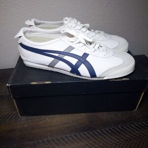 Onitsuka Tiger by Asics White and Blue Athletic Shoes